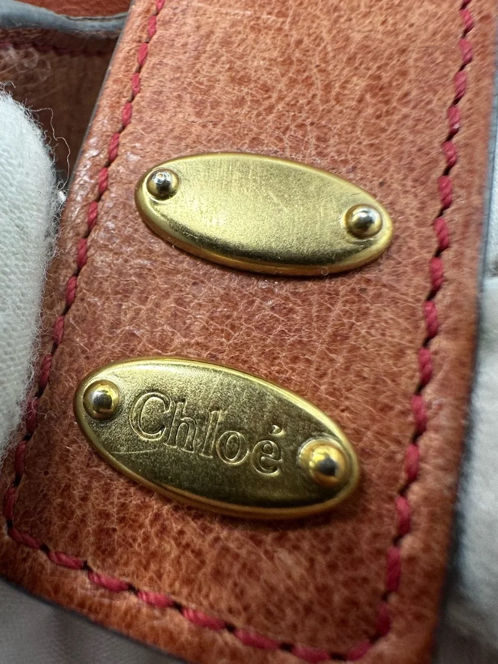 Chloé HELOISE HANDBAG Rust Leather Satchel with Braided Handle and Gold Hardware